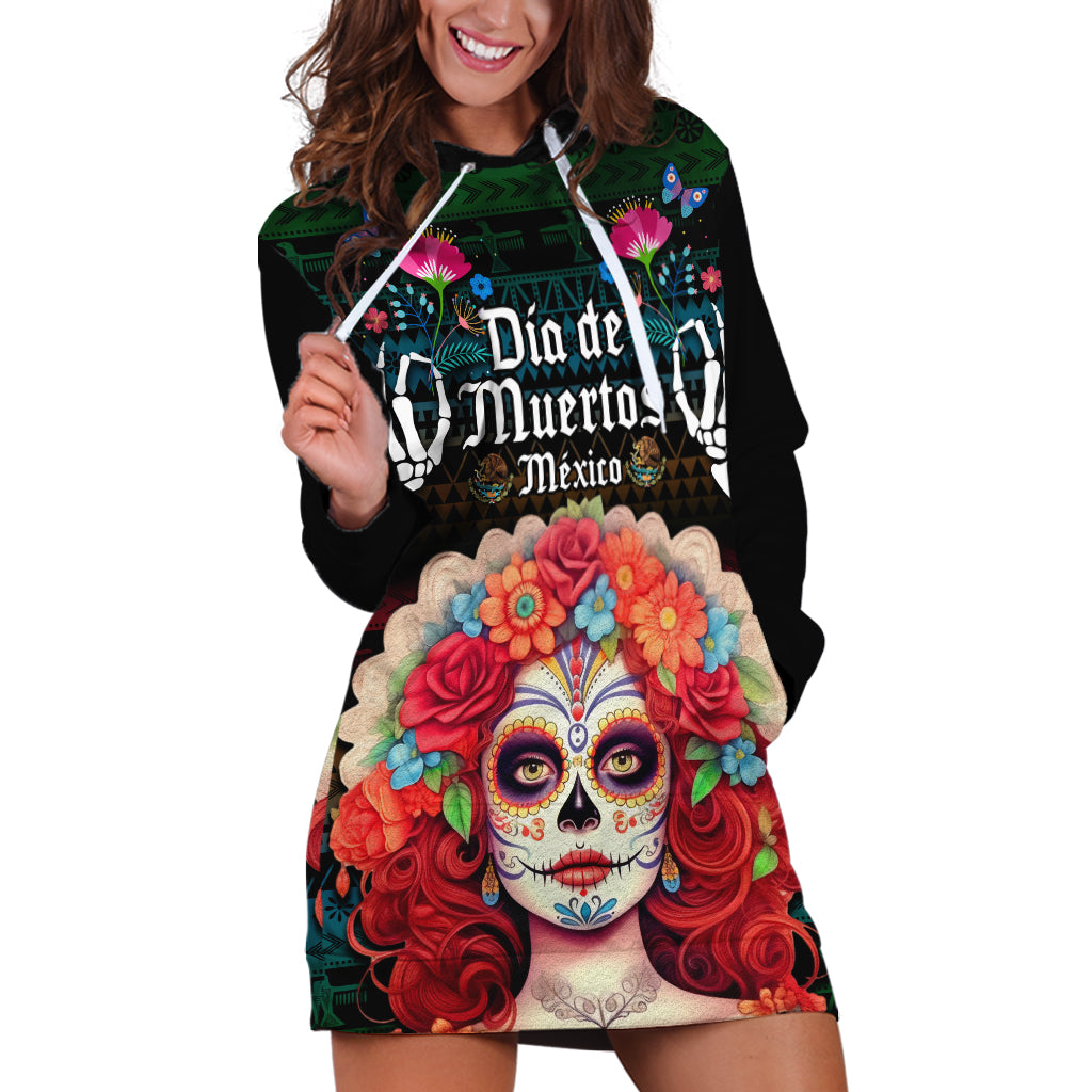 Personalised Mexico Day Of The Dead Hoodie Dress Mexican La Catrina Dia de los Muertos - Wonder Print Shop