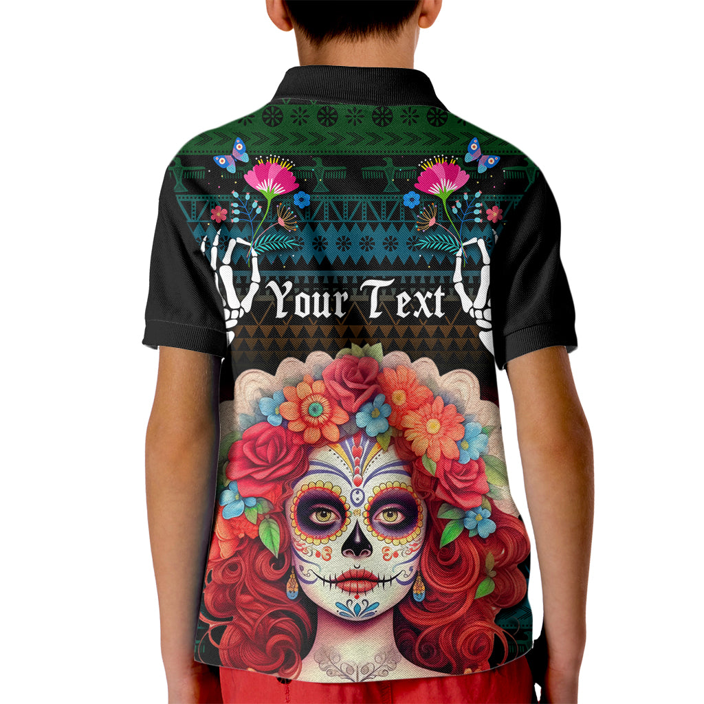 Personalised Mexico Day Of The Dead Kid Polo Shirt Mexican La Catrina Dia de los Muertos - Wonder Print Shop