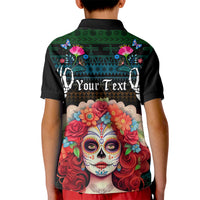 Personalised Mexico Day Of The Dead Kid Polo Shirt Mexican La Catrina Dia de los Muertos - Wonder Print Shop