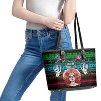 Mexico Day Of The Dead Leather Tote Bag Mexican La Catrina Dia de los Muertos - Wonder Print Shop