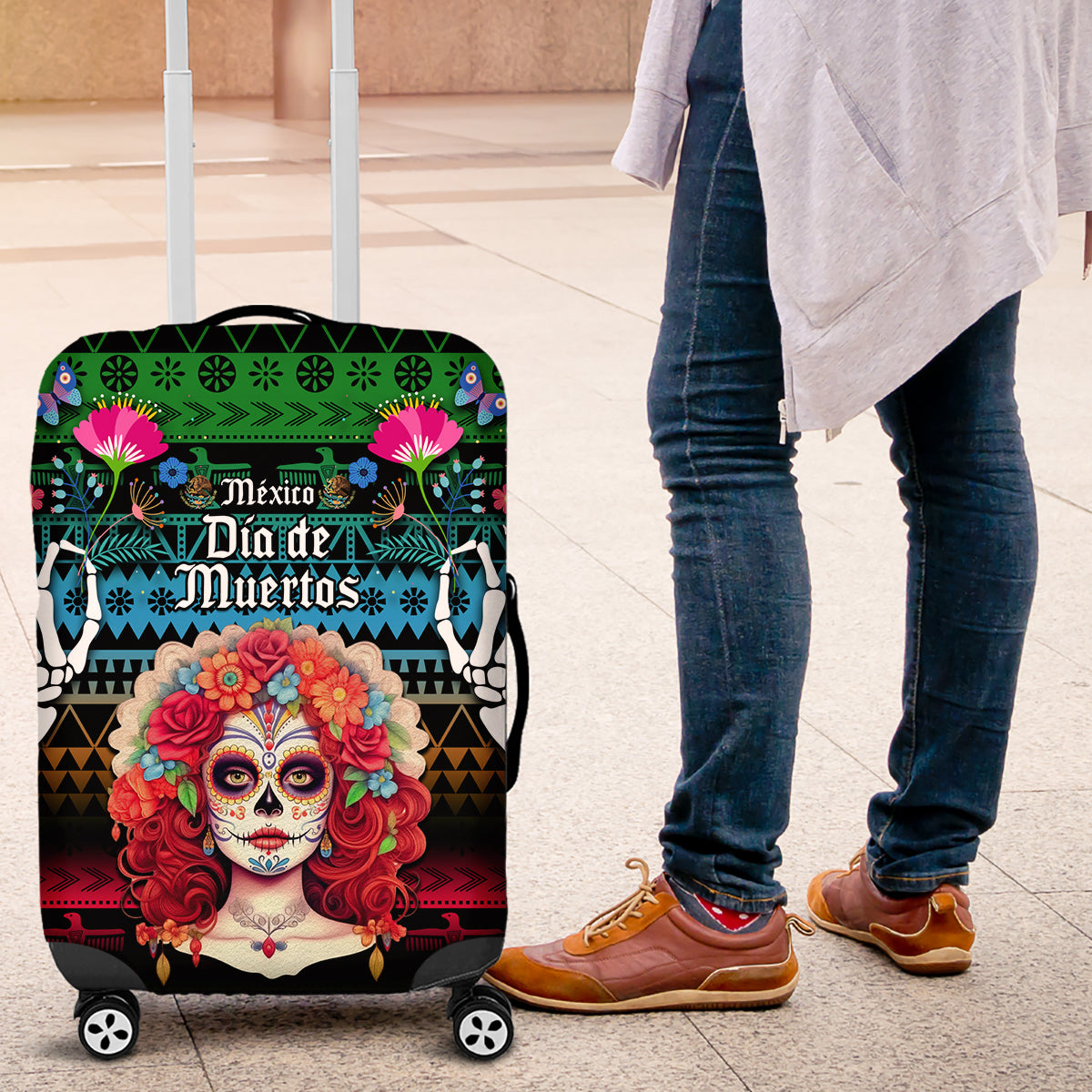 Mexico Day Of The Dead Luggage Cover Mexican La Catrina Dia de los Muertos - Wonder Print Shop