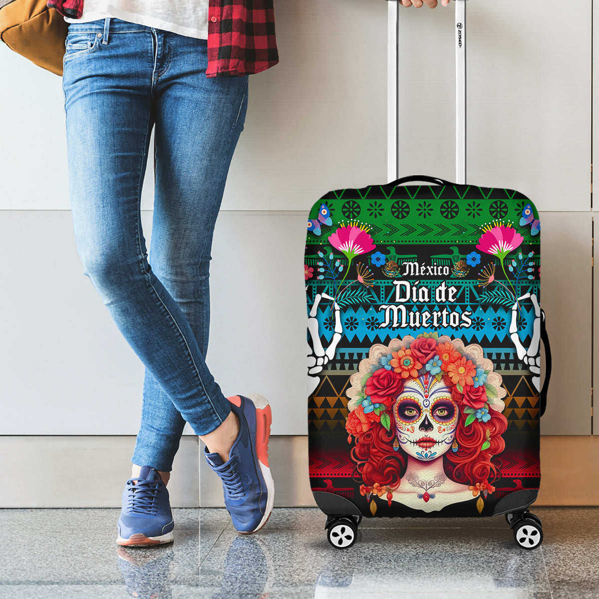 Mexico Day Of The Dead Luggage Cover Mexican La Catrina Dia de los Muertos - Wonder Print Shop