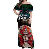 Personalised Mexico Day Of The Dead Off Shoulder Maxi Dress Mexican La Catrina Dia de los Muertos - Wonder Print Shop