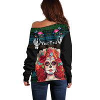 Personalised Mexico Day Of The Dead Off Shoulder Sweater Mexican La Catrina Dia de los Muertos - Wonder Print Shop