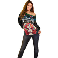 Personalised Mexico Day Of The Dead Off Shoulder Sweater Mexican La Catrina Dia de los Muertos - Wonder Print Shop