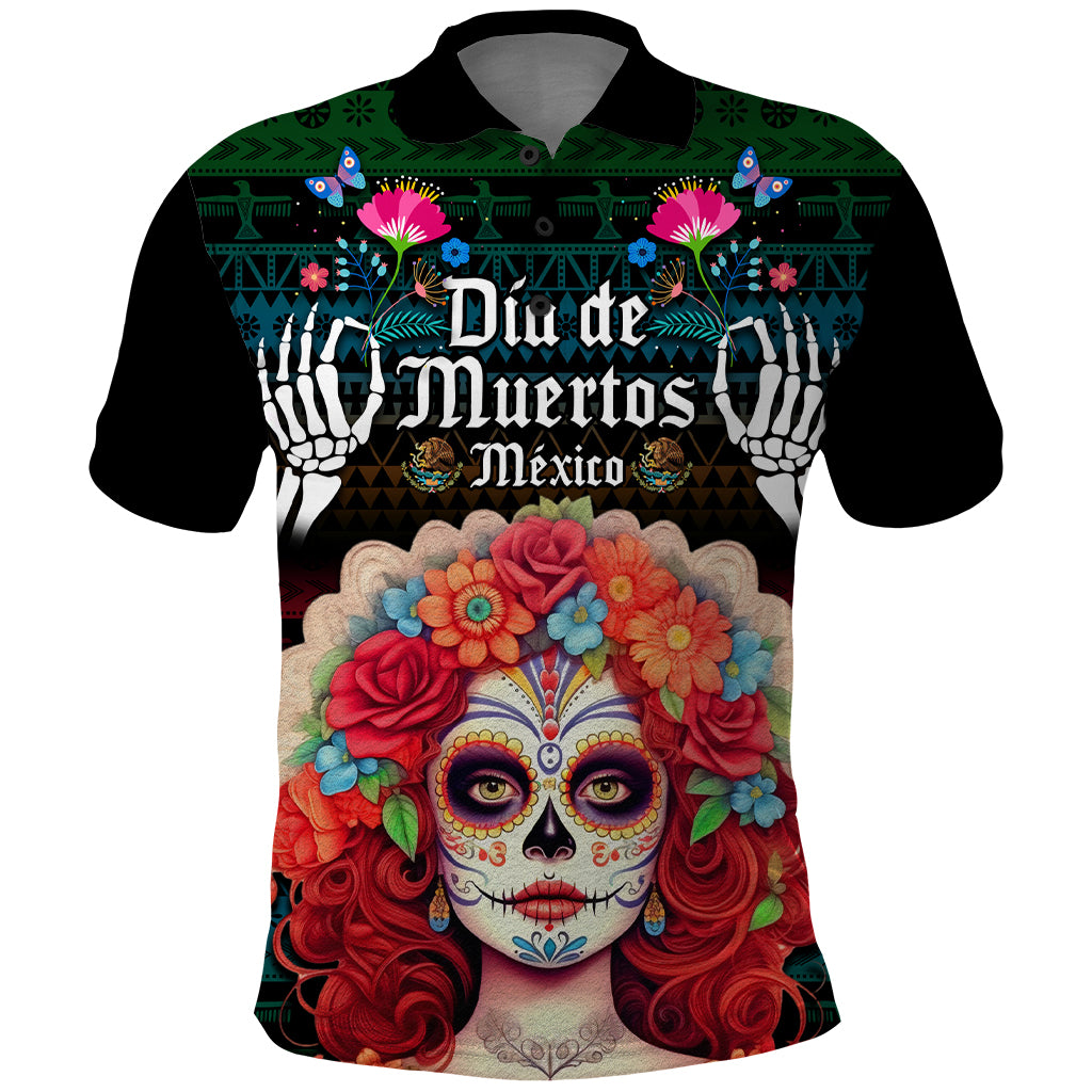 Personalised Mexico Day Of The Dead Polo Shirt Mexican La Catrina Dia de los Muertos - Wonder Print Shop