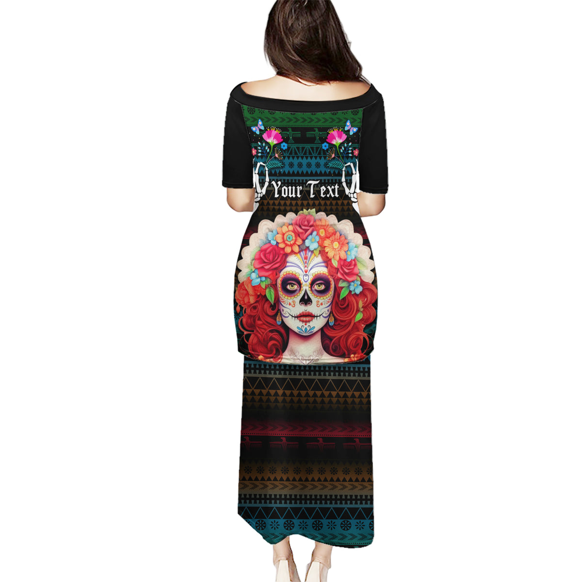 Personalised Mexico Day Of The Dead Puletasi Mexican La Catrina Dia de los Muertos - Wonder Print Shop