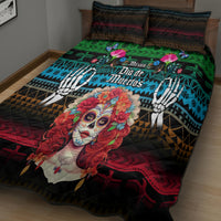 Mexico Day Of The Dead Quilt Bed Set Mexican La Catrina Dia de los Muertos - Wonder Print Shop