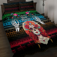 Mexico Day Of The Dead Quilt Bed Set Mexican La Catrina Dia de los Muertos - Wonder Print Shop