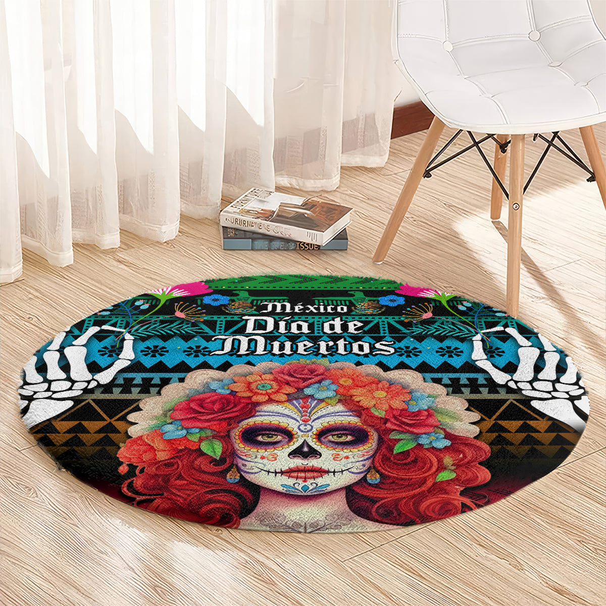 personalised-mexico-day-of-the-dead-round-carpet-mexican-la-catrina-dia-de-los-muertos