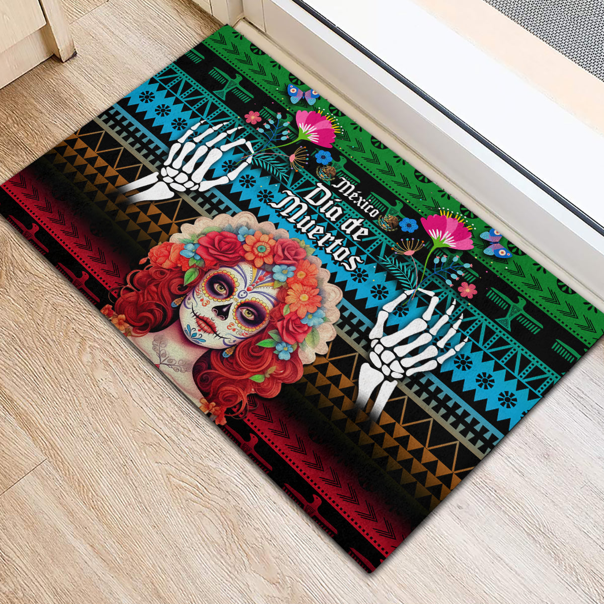 Personalised Mexico Day Of The Dead Rubber Doormat Mexican La Catrina Dia de los Muertos - Wonder Print Shop