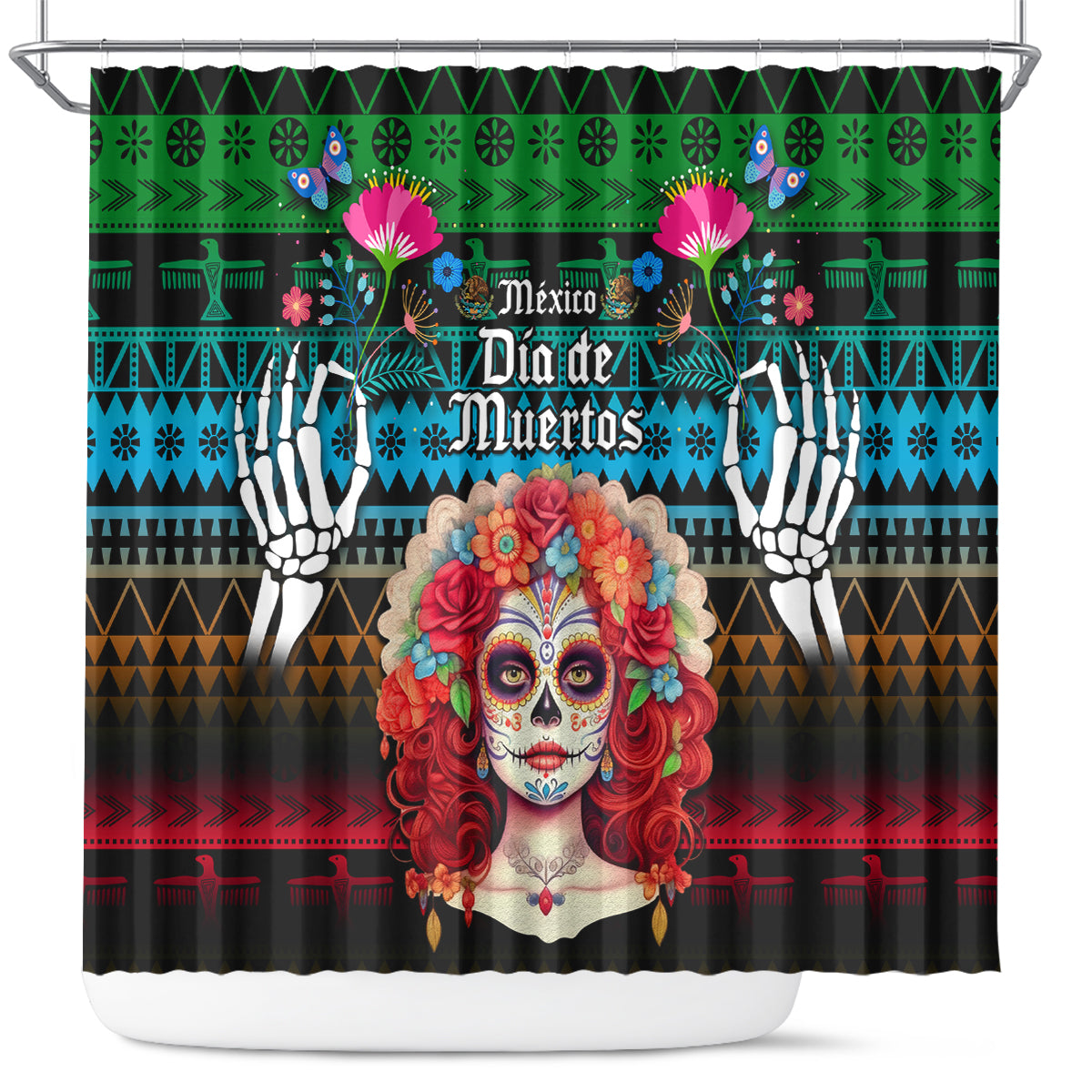 personalised-mexico-day-of-the-dead-shower-curtain-mexican-la-catrina-dia-de-los-muertos