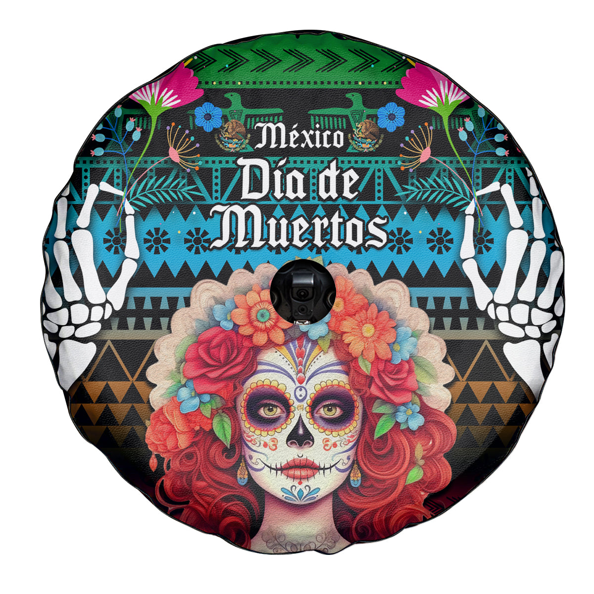 Mexico Day Of The Dead Spare Tire Cover Mexican La Catrina Dia de los Muertos - Wonder Print Shop