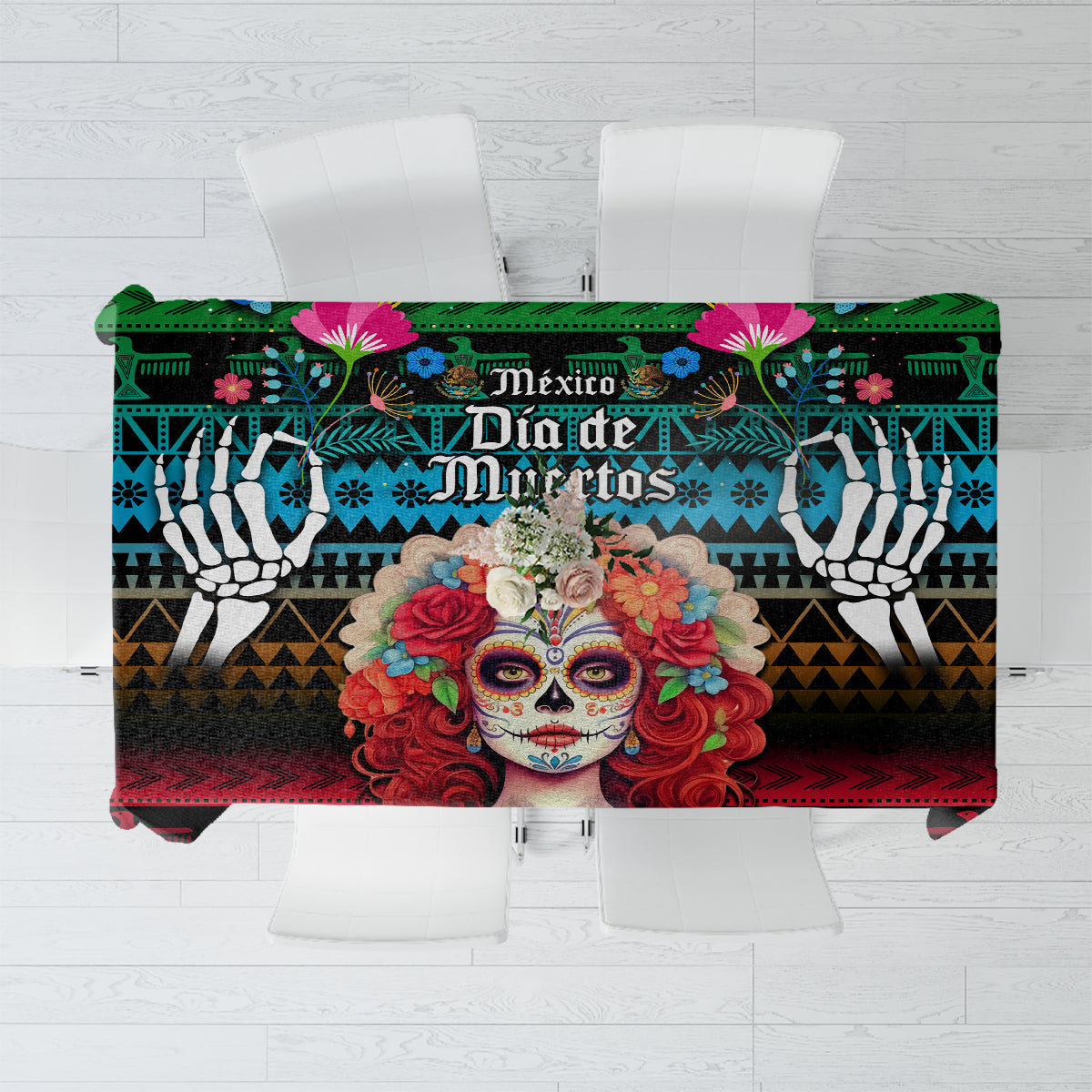 Mexico Day Of The Dead Tablecloth Mexican La Catrina Dia de los Muertos - Wonder Print Shop