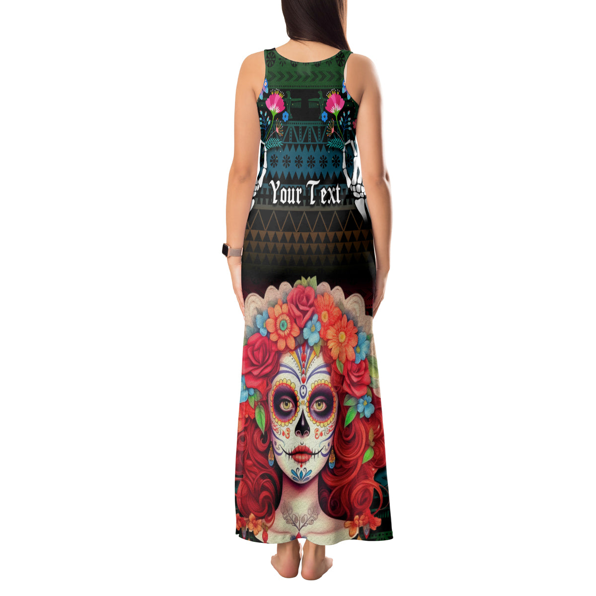 Personalised Mexico Day Of The Dead Tank Maxi Dress Mexican La Catrina Dia de los Muertos - Wonder Print Shop