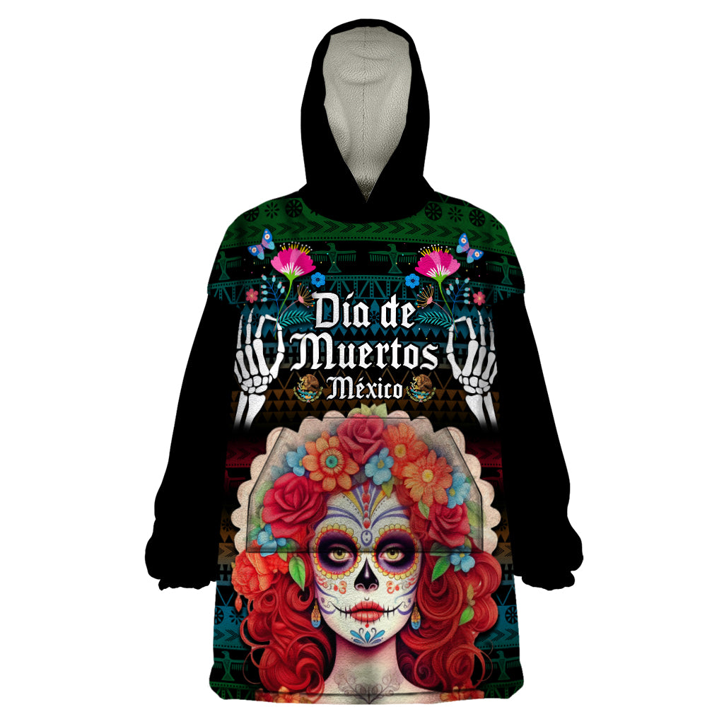 Personalised Mexico Day Of The Dead Wearable Blanket Hoodie Mexican La Catrina Dia de los Muertos - Wonder Print Shop
