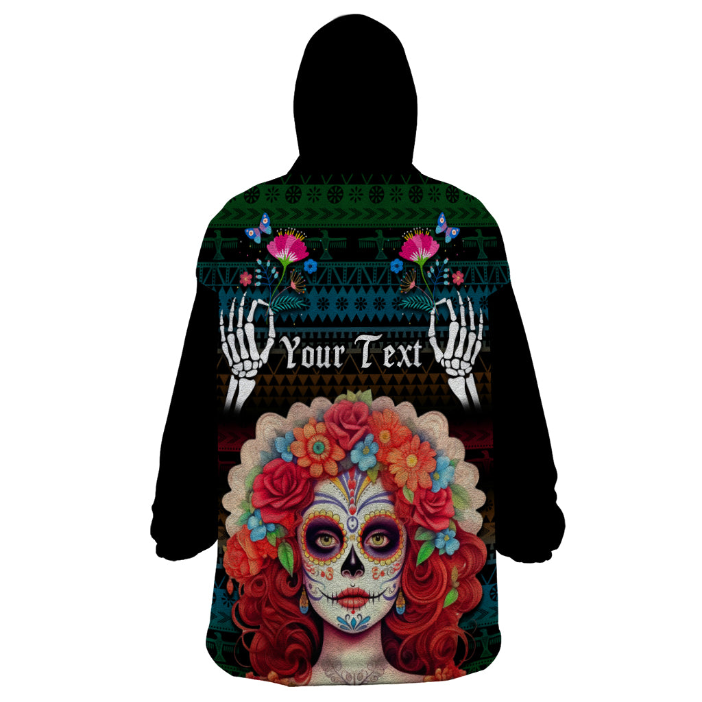 Personalised Mexico Day Of The Dead Wearable Blanket Hoodie Mexican La Catrina Dia de los Muertos - Wonder Print Shop