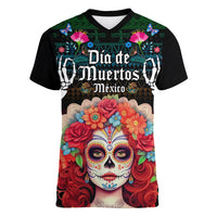 Personalised Mexico Day Of The Dead Women V Neck T Shirt Mexican La Catrina Dia de los Muertos - Wonder Print Shop