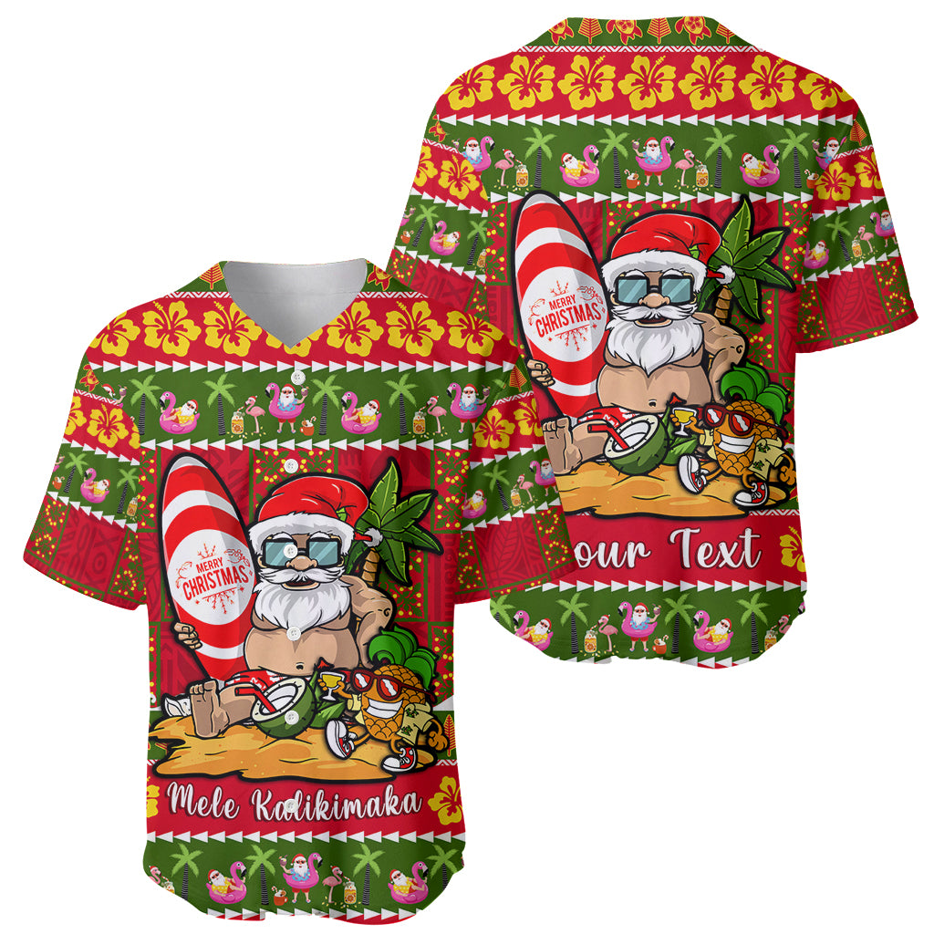 Personalised Hawaii Surfing Santa Christmas Baseball Jersey Tropical Pineapple Mele Kalikimaka Quilt Pattern - Wonder Print Shop