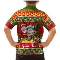 Personalised Hawaii Surfing Santa Christmas Family Matching Mermaid Dress and Hawaiian Shirt Tropical Pineapple Mele Kalikimaka Quilt Pattern - Wonder Print Shop