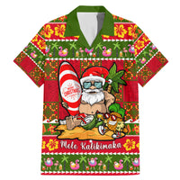 Personalised Hawaii Surfing Santa Christmas Family Matching Mermaid Dress and Hawaiian Shirt Tropical Pineapple Mele Kalikimaka Quilt Pattern - Wonder Print Shop