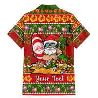 Personalised Hawaii Surfing Santa Christmas Family Matching Mermaid Dress and Hawaiian Shirt Tropical Pineapple Mele Kalikimaka Quilt Pattern - Wonder Print Shop