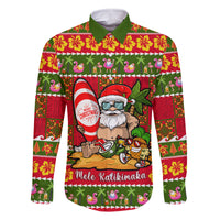Personalised Hawaii Surfing Santa Christmas Family Matching Mermaid Dress and Hawaiian Shirt Tropical Pineapple Mele Kalikimaka Quilt Pattern - Wonder Print Shop
