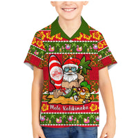 Personalised Hawaii Surfing Santa Christmas Family Matching Mermaid Dress and Hawaiian Shirt Tropical Pineapple Mele Kalikimaka Quilt Pattern - Wonder Print Shop