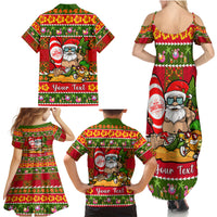 Personalised Hawaii Surfing Santa Christmas Family Matching Summer Maxi Dress and Hawaiian Shirt Tropical Pineapple Mele Kalikimaka Quilt Pattern - Wonder Print Shop