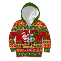Personalised Hawaii Surfing Santa Christmas Kid Hoodie Tropical Pineapple Mele Kalikimaka Quilt Pattern - Wonder Print Shop
