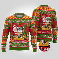 Personalised Hawaii Surfing Santa Christmas Ugly Christmas Sweater Tropical Pineapple Mele Kalikimaka Quilt Pattern - Wonder Print Shop