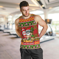 Personalised Hawaii Surfing Santa Christmas Men Tank Top Tropical Pineapple Mele Kalikimaka Quilt Pattern - Wonder Print Shop