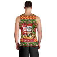 Personalised Hawaii Surfing Santa Christmas Men Tank Top Tropical Pineapple Mele Kalikimaka Quilt Pattern - Wonder Print Shop