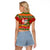 Personalised Hawaii Surfing Santa Christmas Raglan Cropped T Shirt Tropical Pineapple Mele Kalikimaka Quilt Pattern - Wonder Print Shop