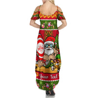 Personalised Hawaii Surfing Santa Christmas Summer Maxi Dress Tropical Pineapple Mele Kalikimaka Quilt Pattern - Wonder Print Shop
