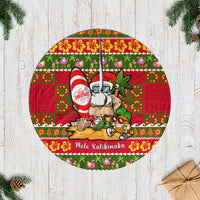 Hawaii Surfing Santa Christmas Tree Skirt Tropical Pineapple Mele Kalikimaka Quilt Pattern - Wonder Print Shop