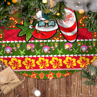 Hawaii Surfing Santa Christmas Tree Skirt Tropical Pineapple Mele Kalikimaka Quilt Pattern - Wonder Print Shop