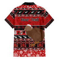 Personalised New Zealand Christmas Family Matching Long Sleeve Bodycon Dress and Hawaiian Shirt Aotearoa Kiwi Meri Kirihimete Red Version - Wonder Print Shop