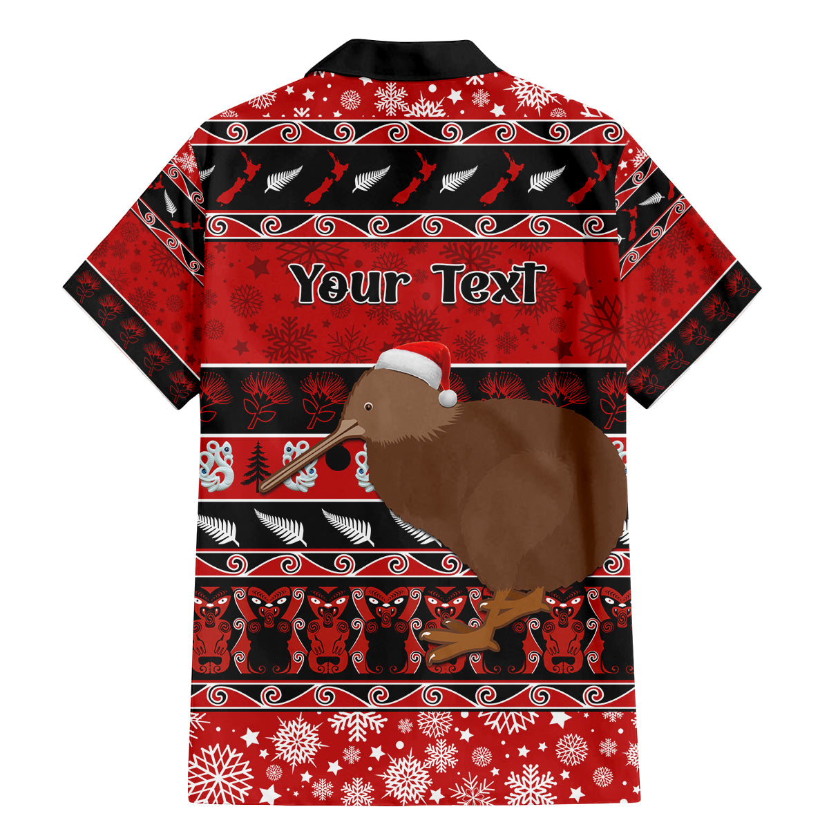 Personalised New Zealand Christmas Family Matching Mermaid Dress and Hawaiian Shirt Aotearoa Kiwi Meri Kirihimete Red Version - Wonder Print Shop