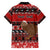 Personalised New Zealand Christmas Family Matching Off Shoulder Short Dress and Hawaiian Shirt Aotearoa Kiwi Meri Kirihimete Red Version - Wonder Print Shop