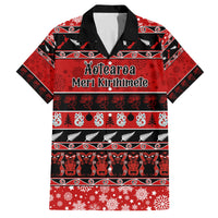 Personalised New Zealand Christmas Family Matching Tank Maxi Dress and Hawaiian Shirt Aotearoa Kiwi Meri Kirihimete Red Version - Wonder Print Shop