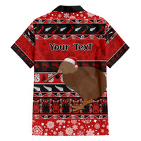 Personalised New Zealand Christmas Family Matching Tank Maxi Dress and Hawaiian Shirt Aotearoa Kiwi Meri Kirihimete Red Version - Wonder Print Shop