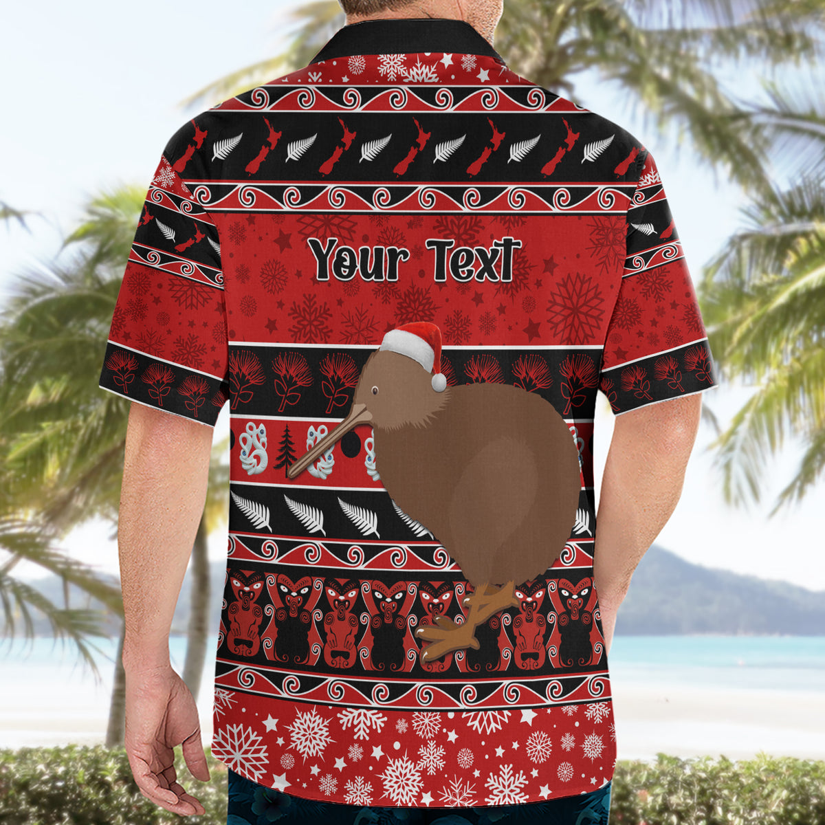 Personalised New Zealand Christmas Hawaiian Shirt Aotearoa Kiwi Meri Kirihimete Red Version - Wonder Print Shop