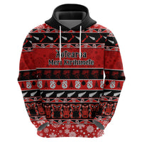 Personalised New Zealand Christmas Hoodie Aotearoa Kiwi Meri Kirihimete Red Version - Wonder Print Shop