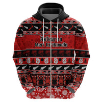 Personalised New Zealand Christmas Hoodie Aotearoa Kiwi Meri Kirihimete Red Version - Wonder Print Shop