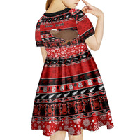 Personalised New Zealand Christmas Kid Short Sleeve Dress Aotearoa Kiwi Meri Kirihimete Red Version - Wonder Print Shop