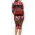 Personalised New Zealand Christmas Long Sleeve Bodycon Dress Aotearoa Kiwi Meri Kirihimete Red Version - Wonder Print Shop