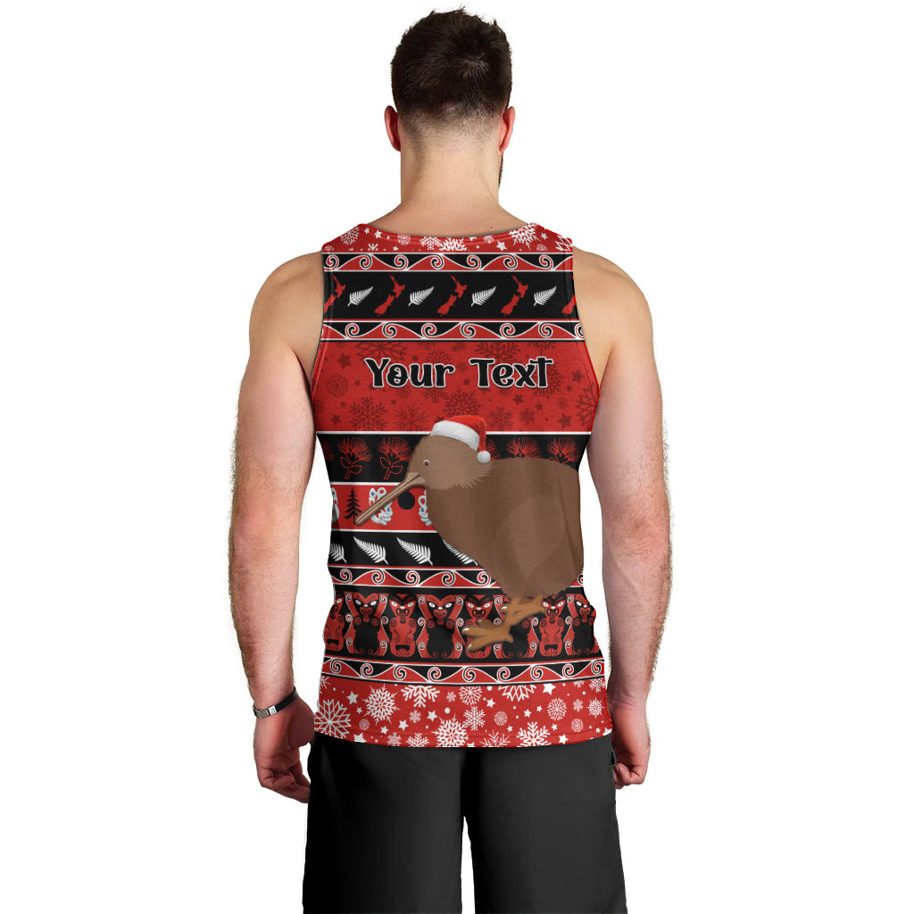 Personalised New Zealand Christmas Men Tank Top Aotearoa Kiwi Meri Kirihimete Red Version - Wonder Print Shop