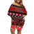 Personalised New Zealand Christmas Off Shoulder Short Dress Aotearoa Kiwi Meri Kirihimete Red Version - Wonder Print Shop