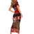 Personalised New Zealand Christmas Short Sleeve Bodycon Dress Aotearoa Kiwi Meri Kirihimete Red Version - Wonder Print Shop